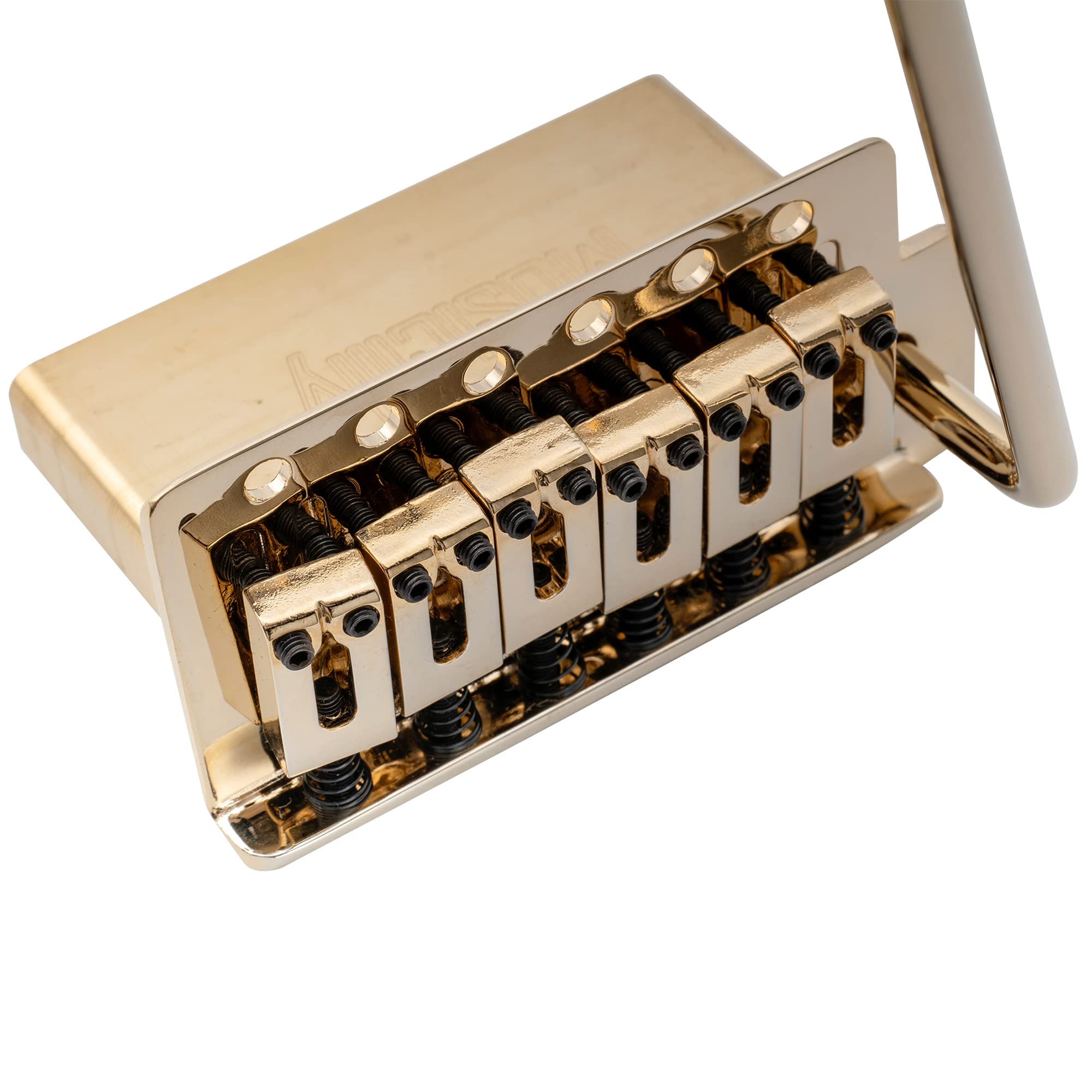 Musiclily Pro 52.5mm Modern 6-Screw Tremolo Bridge 40mm Solid Brass Block for Squier Strat Style Electric Guitar, Gold